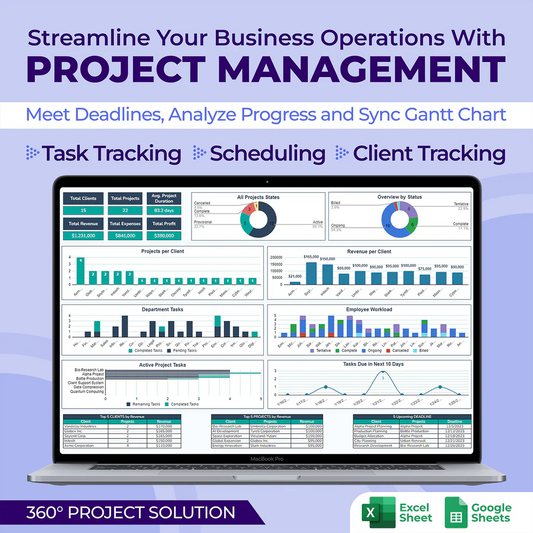 Project Management Spreadsheet — Excel & Google Sheets Tool
