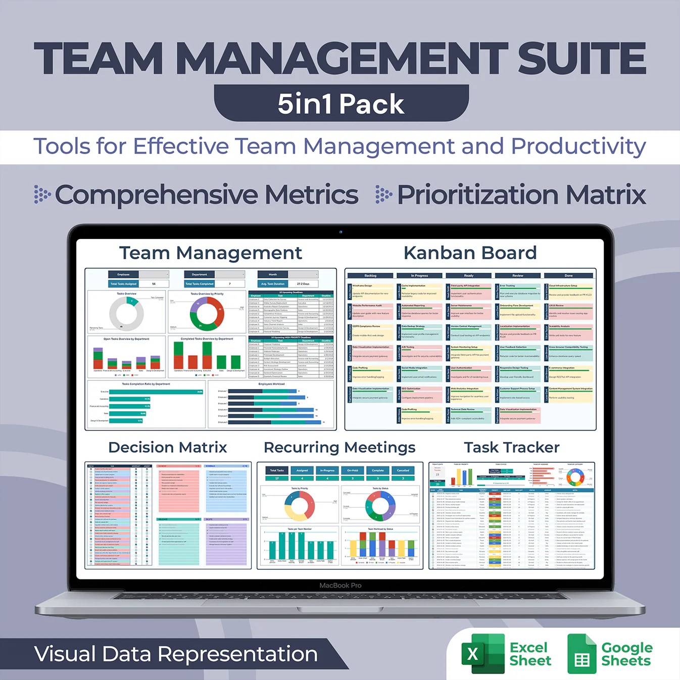 Team Management Bundle 5-in-1 — Excel & Google Sheets Pack