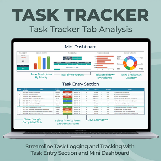 Task Tracker Spreadsheet — Excel & Google Sheets Template