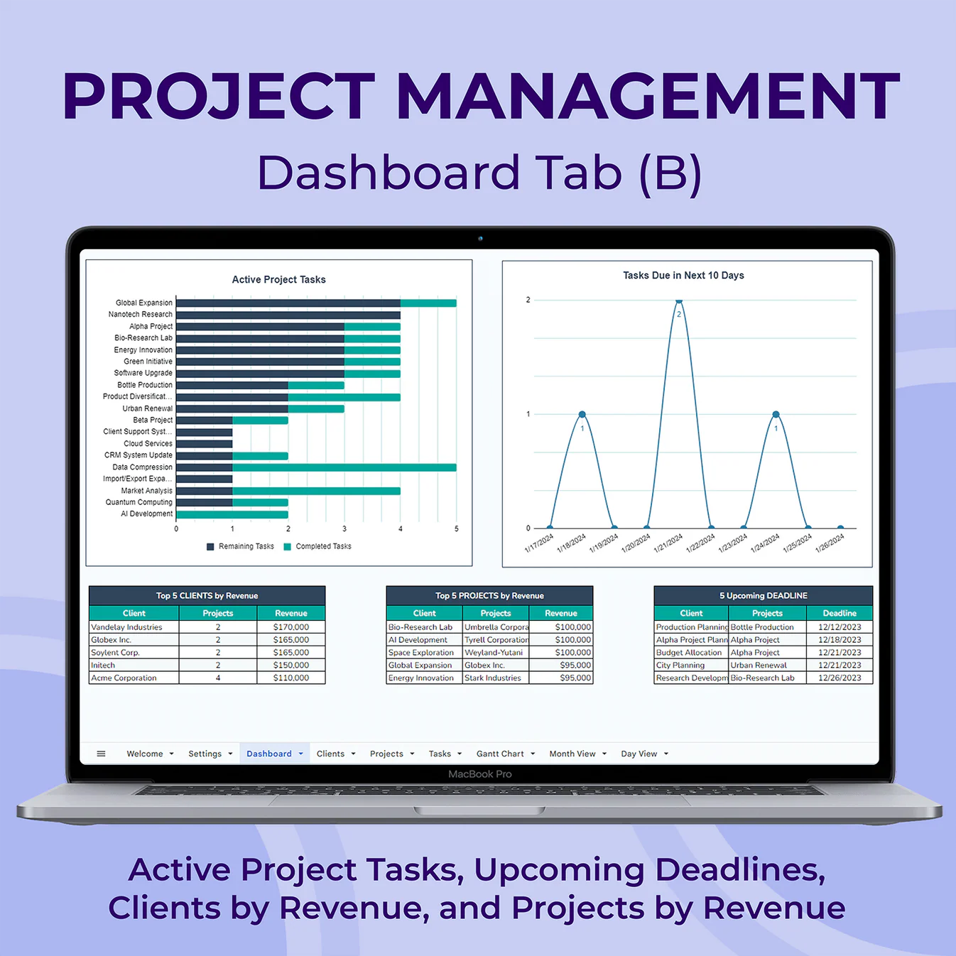Project Management Spreadsheet — Excel & Google Sheets Tool