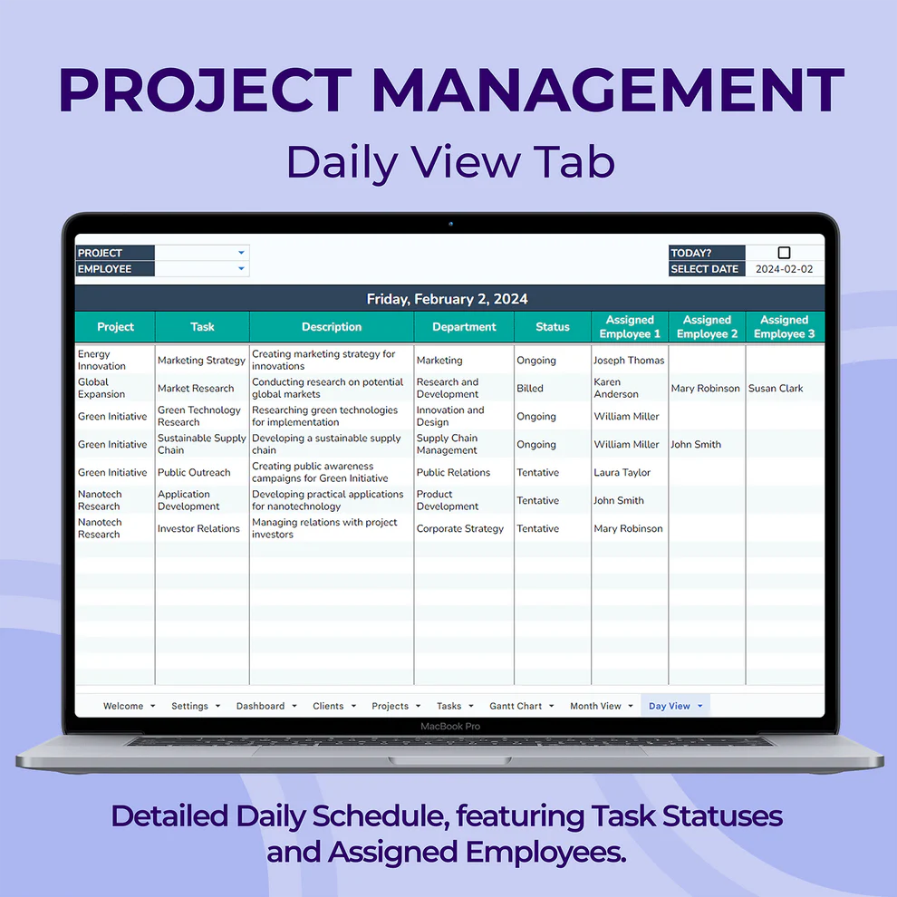 Project Management Spreadsheet — Excel & Google Sheets Tool